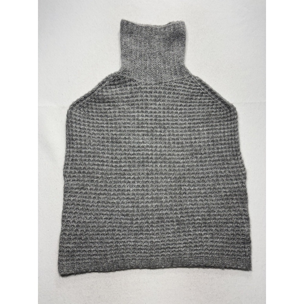 John + Jenn Gray Waffle Knit Turtleneck Cape Poncho Sweater Womens XL